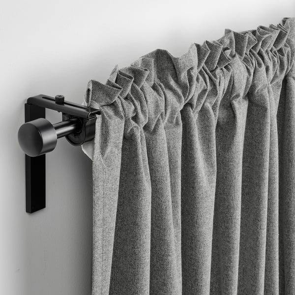 ROSENMANDEL block-out curtains, 1 pair, grey/with heading tape, 135x300 cm