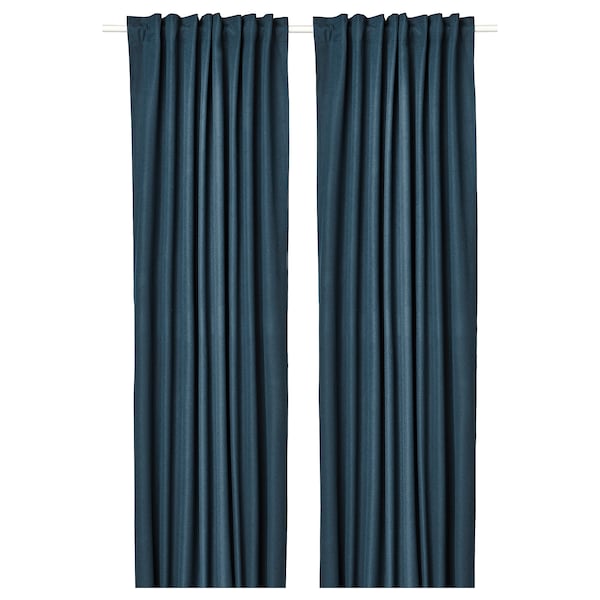 ROSENMANDEL room darkening curtains, 1 pair, dark blue/with heading tape, 135x300 cm