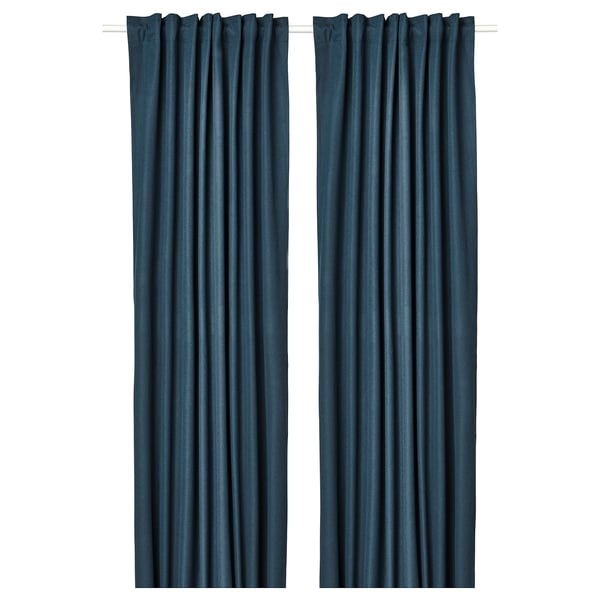 ROSENMANDEL room darkening curtains, 1 pair, dark blue/with heading tape, 135x300 cm