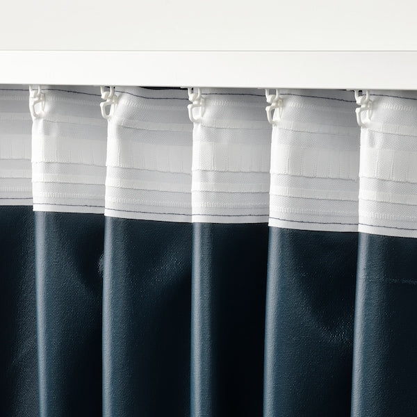ROSENMANDEL room darkening curtains, 1 pair, dark blue/with heading tape, 135x300 cm