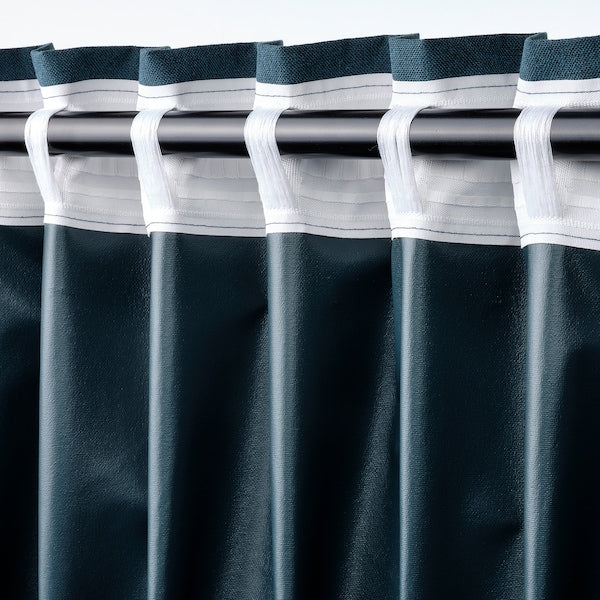 ROSENMANDEL room darkening curtains, 1 pair, dark blue/with heading tape, 135x300 cm