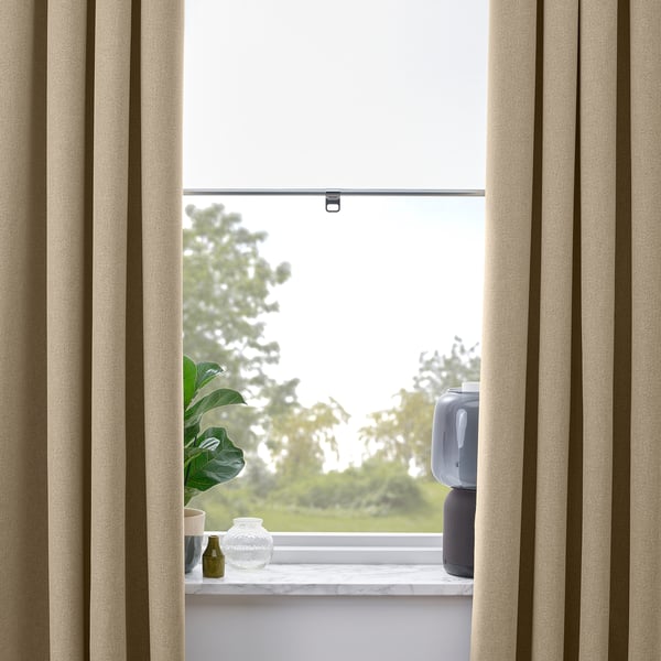 ROSENMANDEL - Tenda semioscurante, 2 teli, giallo-beige, 135x300 cm , 135x300 cm