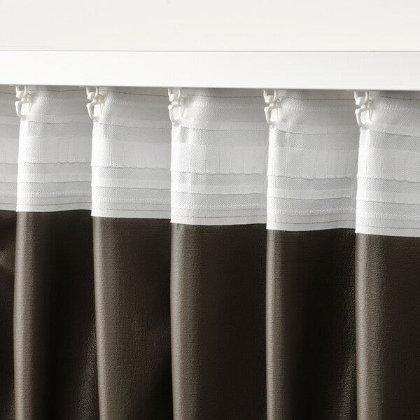 ROSENMANDEL room darkening curtains, 1 pair, yellow-beige/with heading tape, 135x300 cm