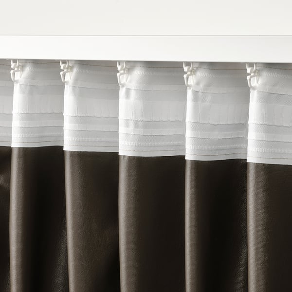 ROSENMANDEL room darkening curtains, 1 pair, yellow-beige/with heading tape, 135x300 cm