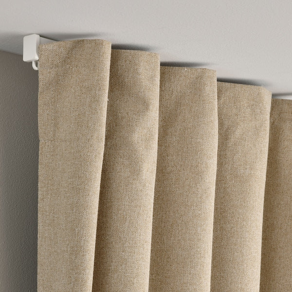ROSENMANDEL room darkening curtains, 1 pair, yellow-beige/with heading tape, 135x300 cm