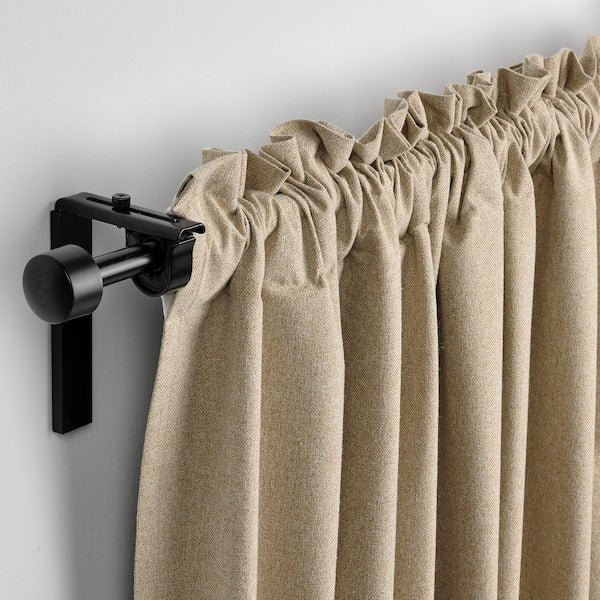ROSENMANDEL room darkening curtains, 1 pair, yellow-beige/with heading tape, 135x300 cm