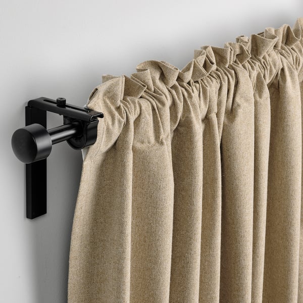 ROSENMANDEL room darkening curtains, 1 pair, yellow-beige/with heading tape, 135x300 cm
