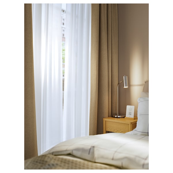 ROSENMANDEL room darkening curtains, 1 pair, yellow-beige/with heading tape, 135x300 cm