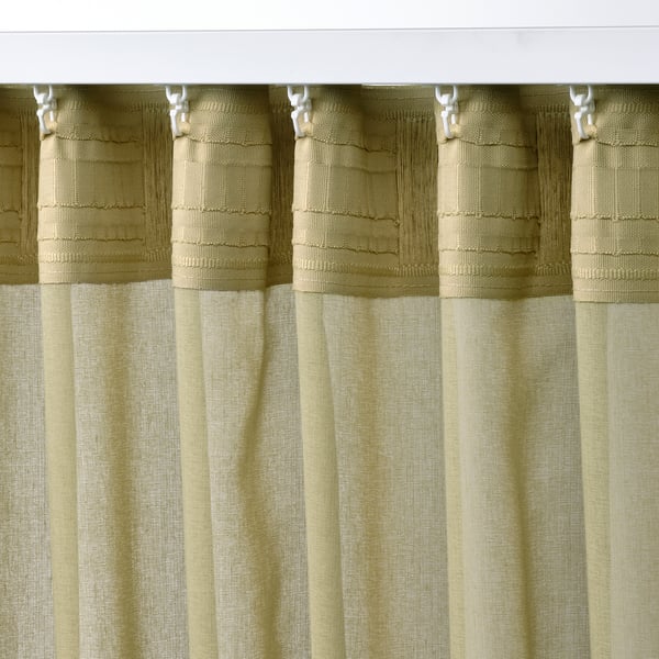 ROSENROBINIA sheer curtain, 1 piece, light olive-green/with heading tape