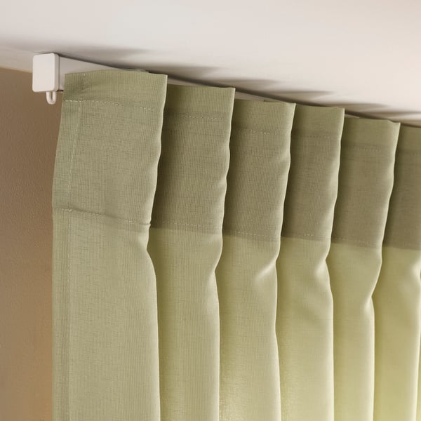 ROSENROBINIA sheer curtain, 1 piece, light olive-green/with heading tape