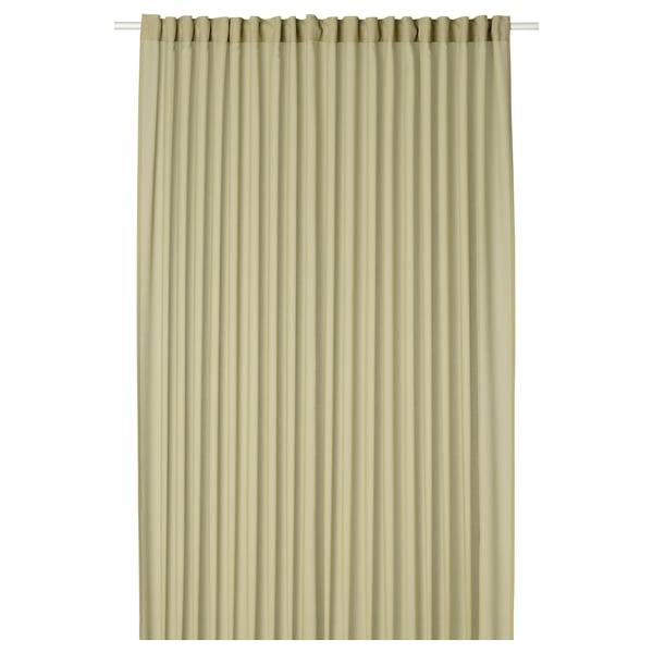 ROSENROBINIA sheer curtain, 1 piece, light olive-green/with heading tape