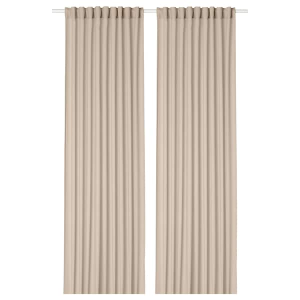 ROSENROBINIA sheer curtains, 1 pair, beige/with heading tape, 145x300 cm