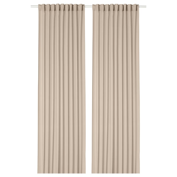 ROSENROBINIA sheer curtains, 1 pair, beige/with heading tape, 145x300 cm