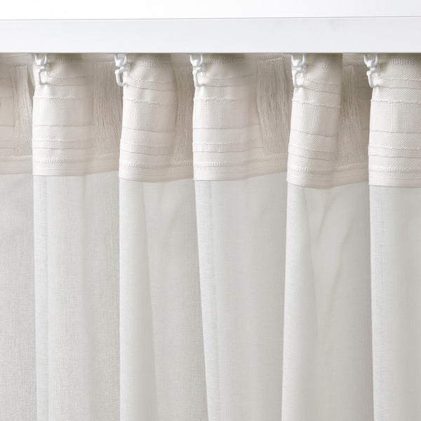 ROSENROBINIA sheer curtains, 1 pair, white/with heading tape, 145x300 cm