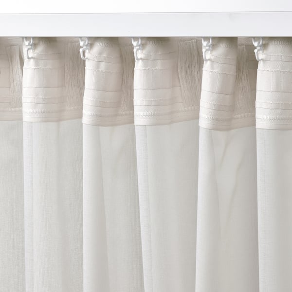 ROSENROBINIA sheer curtains, 1 pair, white/with heading tape, 145x300 cm