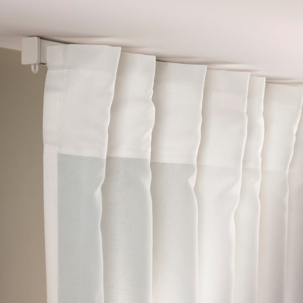 ROSENROBINIA sheer curtains, 1 pair, white/with heading tape, 145x300 cm