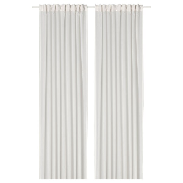 ROSENROBINIA sheer curtains, 1 pair, white/with heading tape, 145x300 cm