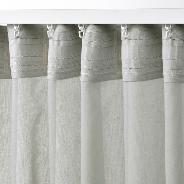 ROSENROBINIA sheer curtains, 1 pair, light grey/with heading tape, 145x300 cm