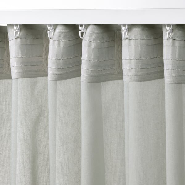 ROSENROBINIA sheer curtains, 1 pair, light grey/with heading tape, 145x300 cm