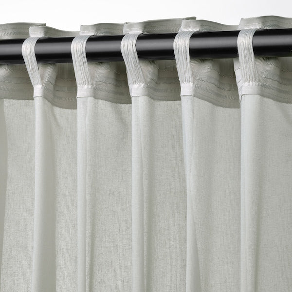 ROSENROBINIA sheer curtains, 1 pair, light grey/with heading tape, 145x300 cm