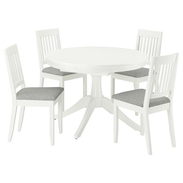 ROSENTORP / NÄSINGE table and 4 chairs, white/Tibbleby beige-gray white, 110/155 cm