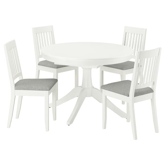 ROSENTORP / NÄSINGE table and 4 chairs, white/Tibbleby beige-gray white, 110/155 cm
