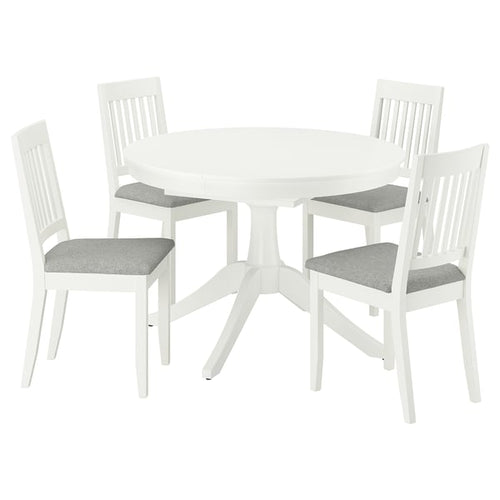 ROSENTORP / NÄSINGE table and 4 chairs, white/Tibbleby beige-grey white, 110/155 cm