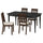 ROSENTORP / NÄSINGE table and 4 chairs, black/Kilanda light beige dark brown stained, 155/215x87 cm