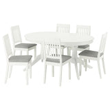 ROSENTORP / NÄSINGE table and 6 chairs, white/Tibbleby beige-grey white, 160/215x110 cm
