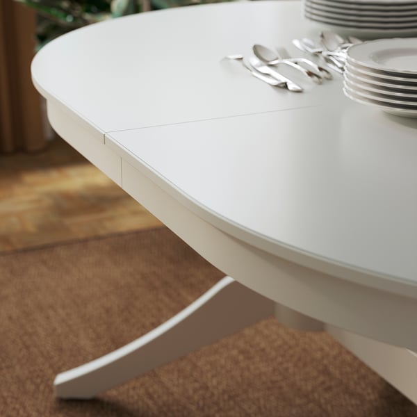 ROSENTORP / NÄSINGE table and 6 chairs, white/Tibbleby beige-grey white, 160/215x110 cm