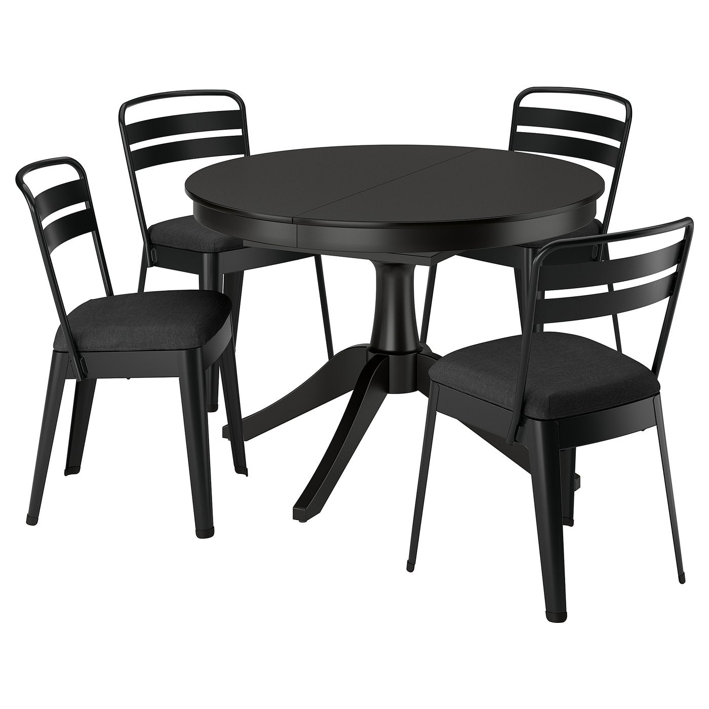 ROSENTORP / RAMSNÄS table and 4 chairs, black/black, 110/155 cm