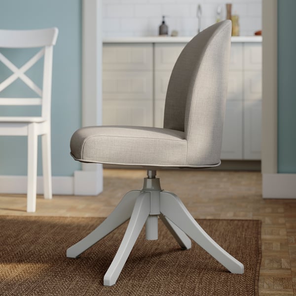 ROSENTORP / ROSENTORP table and 4 chairs, white/white Kilanda light beige, 110/155 cm