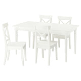 ROSENTORP / ROSENTORP table and 4 chairs, white/white, 155/215x87 cm
