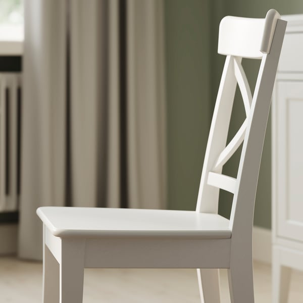ROSENTORP / ROSENTORP table and 4 chairs, white/white, 155/215x87 cm
