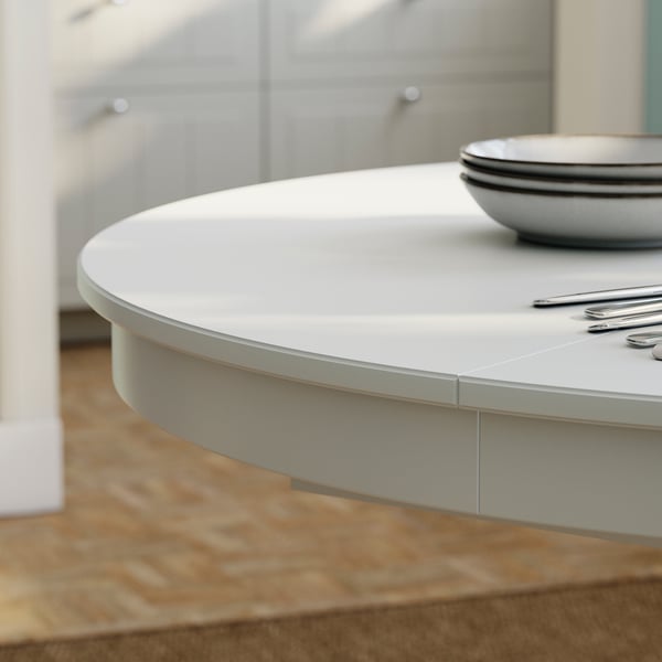 ROSENTORP / ROSENTORP table and 4 chairs, white/Kilanda light beige white, 110/155 cm