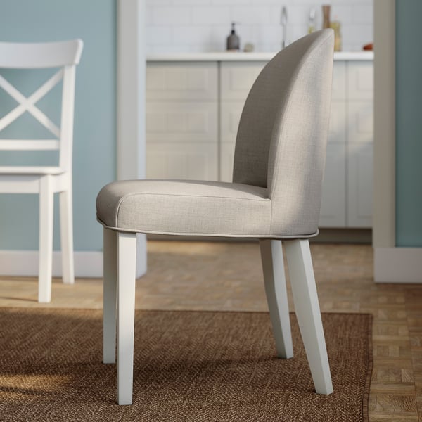 ROSENTORP / ROSENTORP table and 4 chairs, white/Kilanda light beige white, 110/155 cm