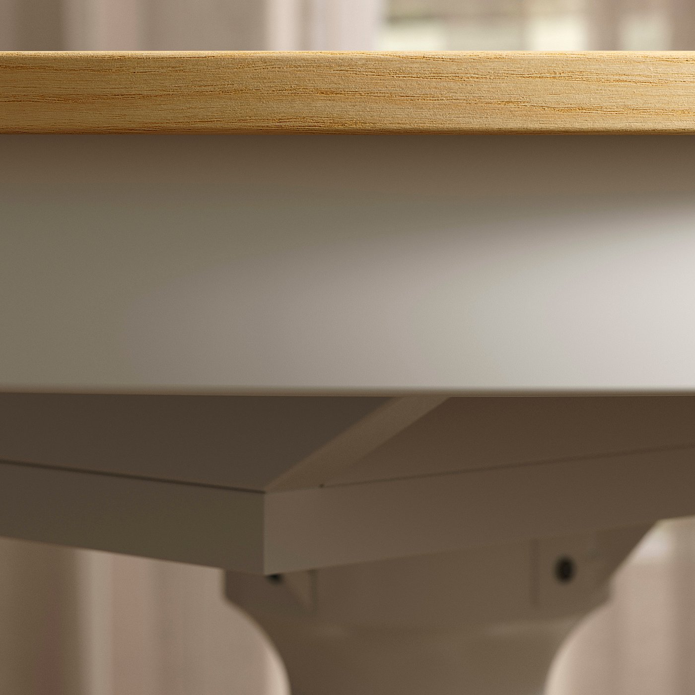 ROSENTORP / ROSENTORP table and 4 chairs, ash veneer white/Kilanda light beige white, 110/155 cm