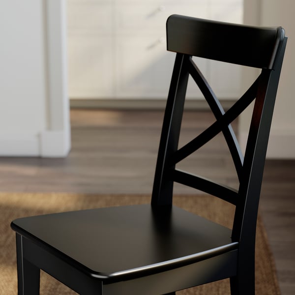 ROSENTORP / ROSENTORP table and 4 chairs, black/black, 110/155 cm