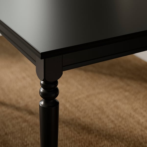 ROSENTORP / ROSENTORP table and 4 chairs, black/black, 155/215x87 cm