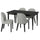 ROSENTORP / ROSENTORP table and 4 chairs, black/Tibbleby beige-grey black, 155/215x87 cm