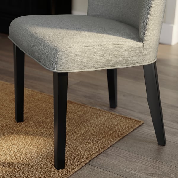 ROSENTORP / ROSENTORP table and 4 chairs, black/Tibbleby beige-grey black, 155/215x87 cm