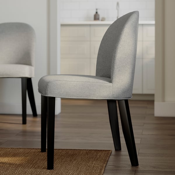 ROSENTORP / ROSENTORP table and 4 chairs, black/Tibbleby beige-grey black, 110/155 cm