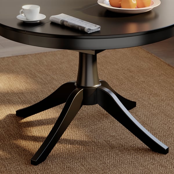 ROSENTORP / ROSENTORP table and 4 chairs, black/Tibbleby beige-grey black, 110/155 cm