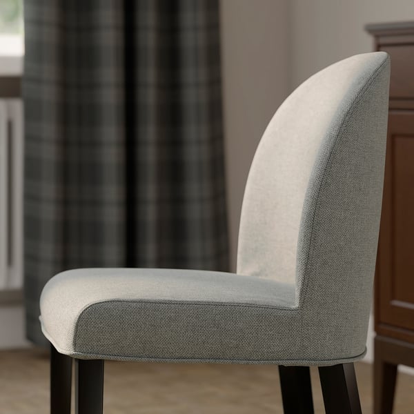 ROSENTORP / ROSENTORP table and 4 chairs, black/Tibbleby beige-grey black, 155/215x87 cm