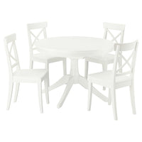 ROSENTORP / ROSENTORP table and 4 chairs, white/white, 110/155 cm