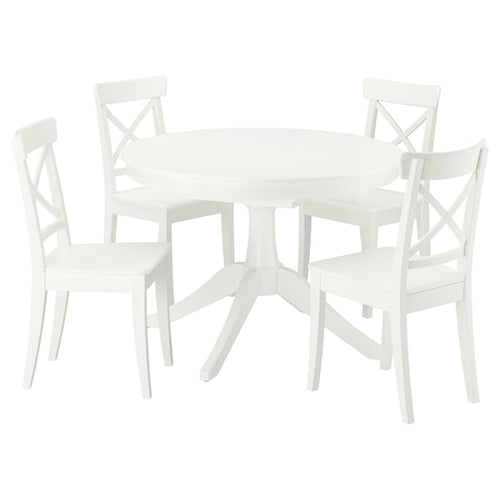 ROSENTORP / ROSENTORP table and 4 chairs, white/white, 110 cm