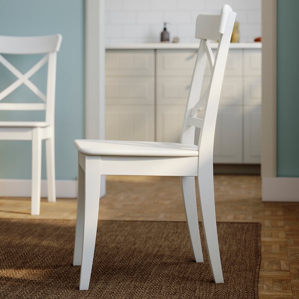 ROSENTORP / ROSENTORP table and 4 chairs, white/white, 110/155 cm