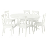 ROSENTORP / ROSENTORP table and 6 chairs, white/white, 160/215x110 cm