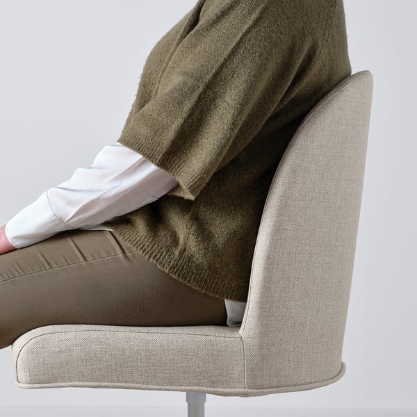 ROSENTORP - Swivel chair, white/Kilanda beige