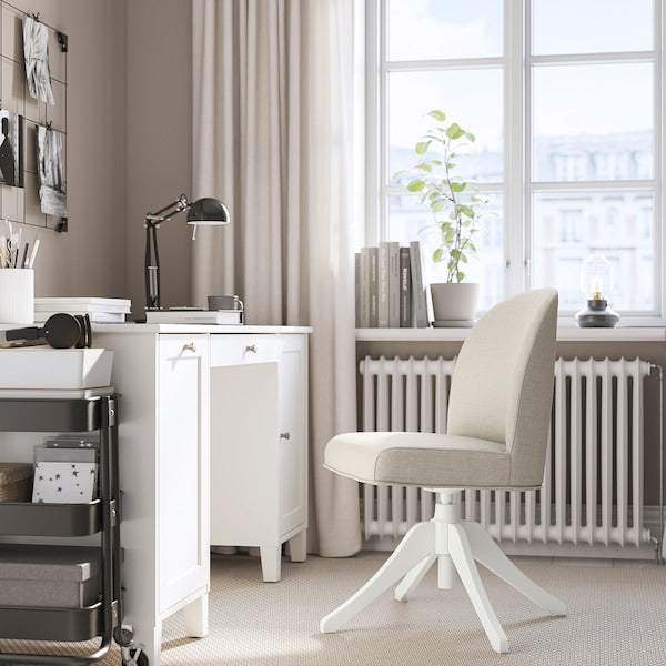 ROSENTORP - Swivel chair, white/Kilanda beige